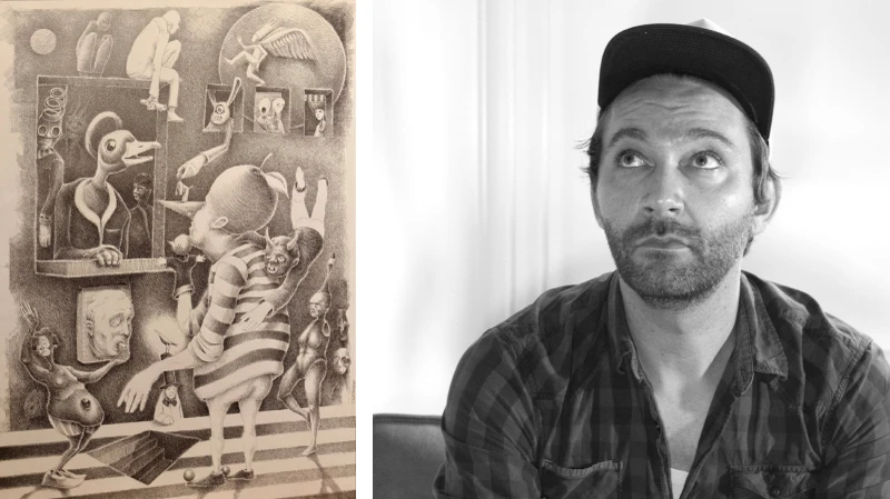 Collage: Kunstwerk & Porträt von Sebastian Unterrainer