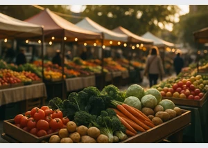 Marktstand mit frischem Gemüse
