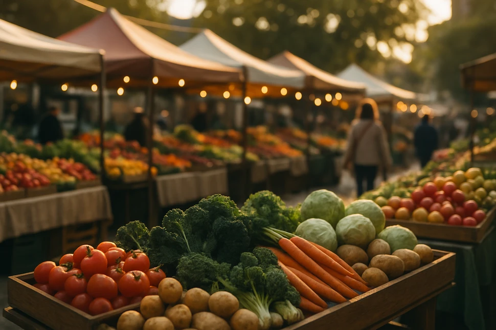 Marktstand mit frischem Gemüse