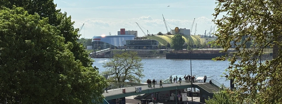 Blick auf Steinwerder mit den Musical-Theatern