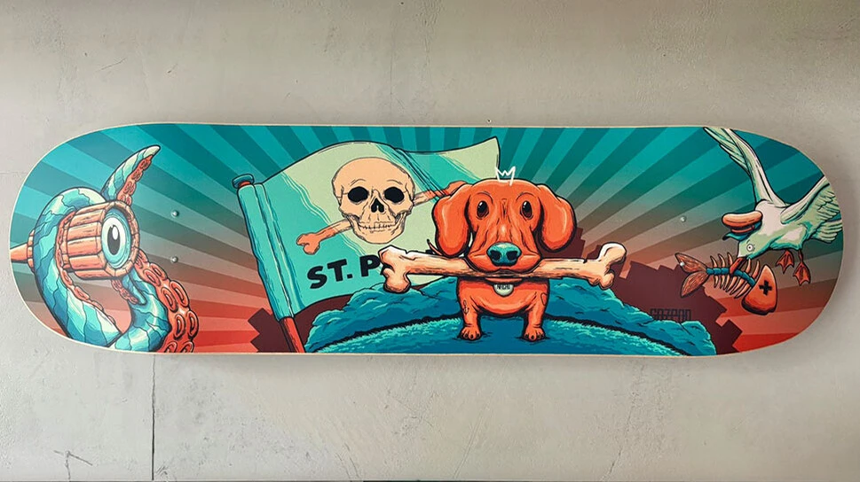 Seite eines Skateboards gestaltet durch Gazpod