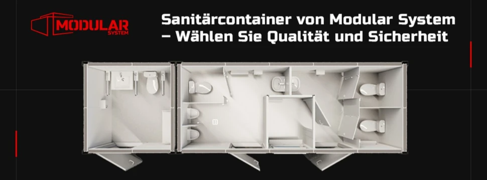 Skizze eines Sanitärcontainers, © modularsystem.pl/de