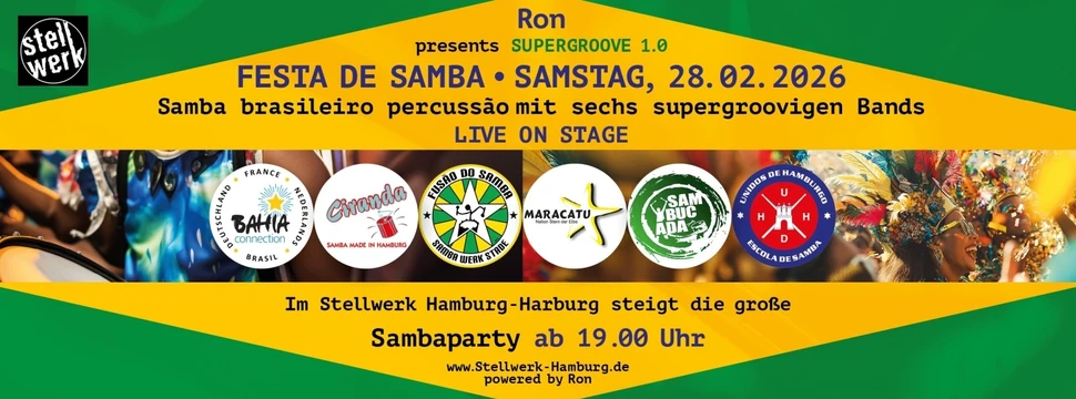 Plakat für die Veranstaltung Samba-Supergroove im Stellwerk