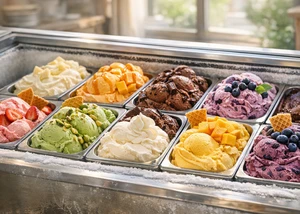 Verschiedene Sorten Eiscreme