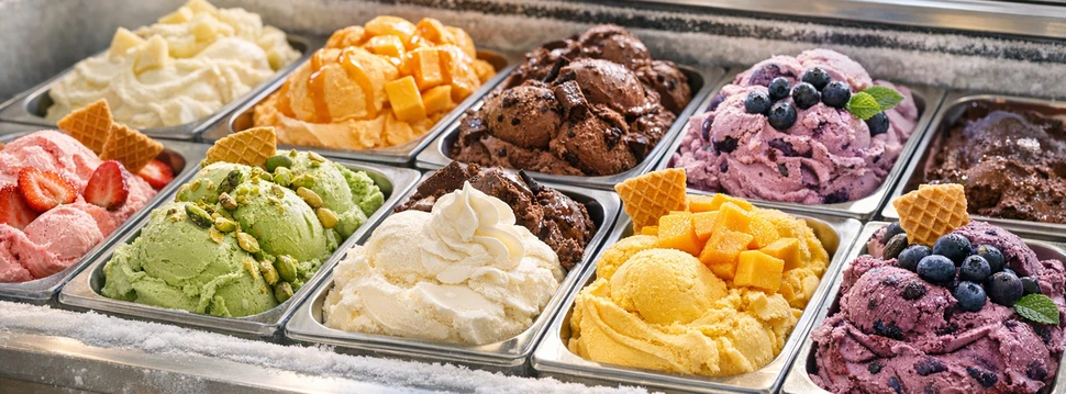 Verschiedene Sorten Eiscreme