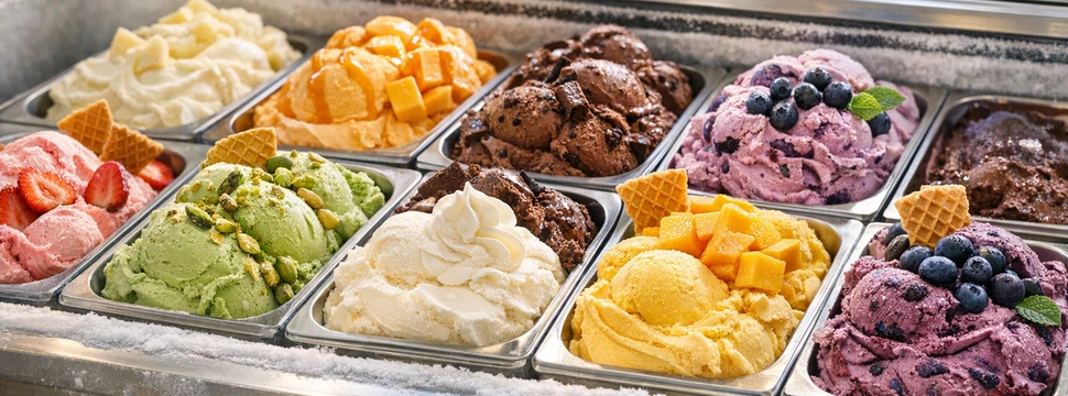 Verschiedene Sorten Eiscreme