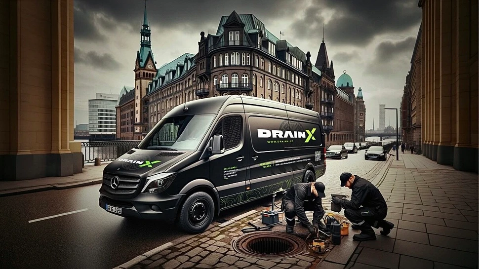 Mitarbeiter einer Kanalreinigung im Einsatz in Hamburg