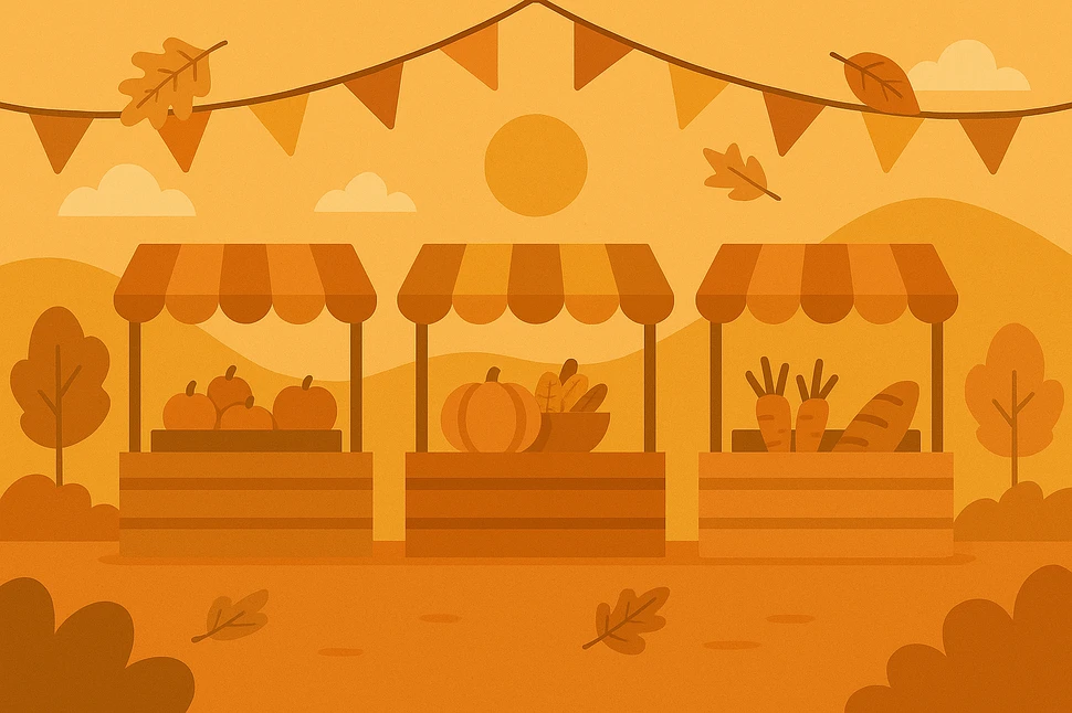 Herbstlicher Bauernmarkt im Sonnenlicht ChatGPT