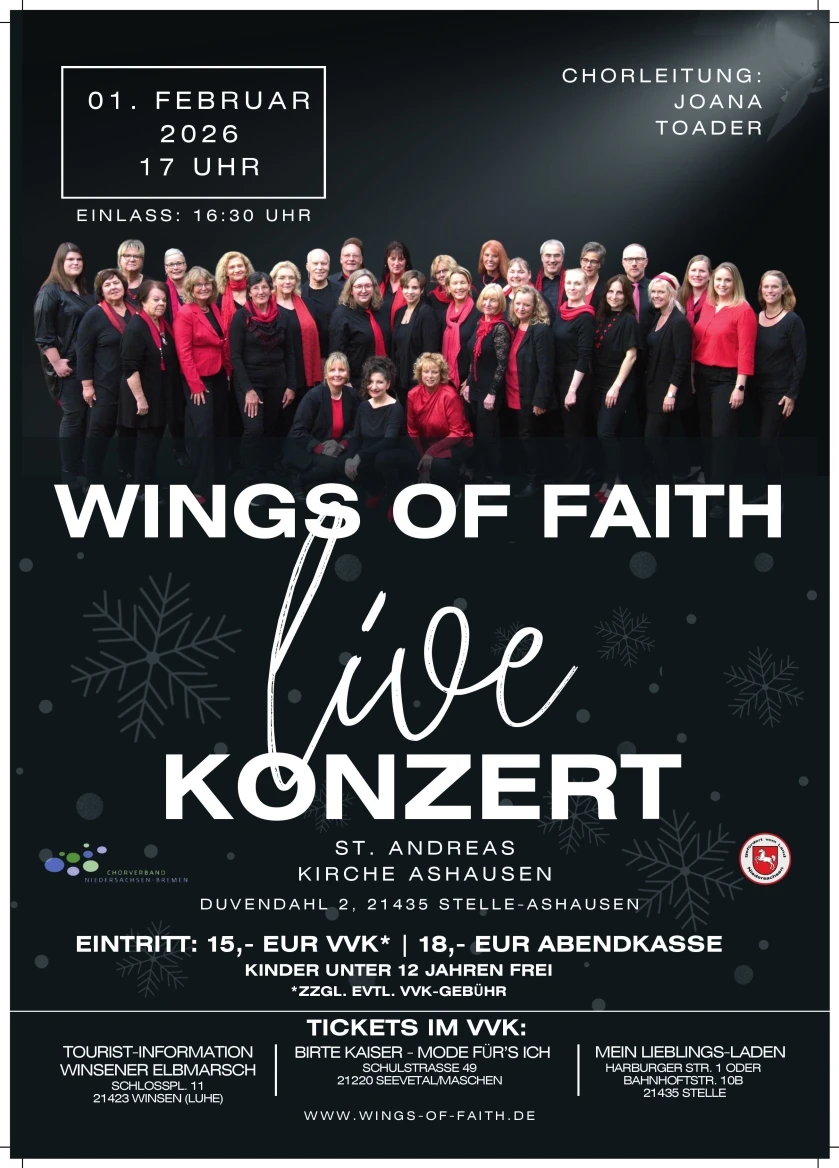 Jahresauftakt-Konzert mit dem Gospelchor Wings of Faith