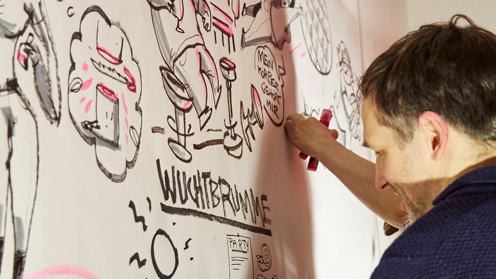 Comiczeichner Stephan Lomp zeichnet