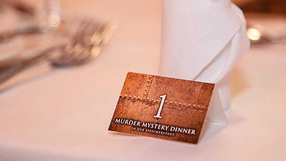 Murder Mystery Dinner Tischkarte beim Murder Mystery Dinner