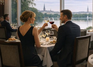 Ein Paar in einem eleganten Restaurant