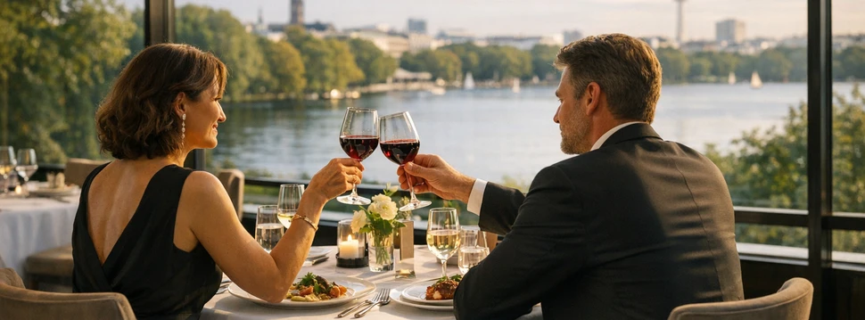 Ein Paar in einem eleganten Restaurant