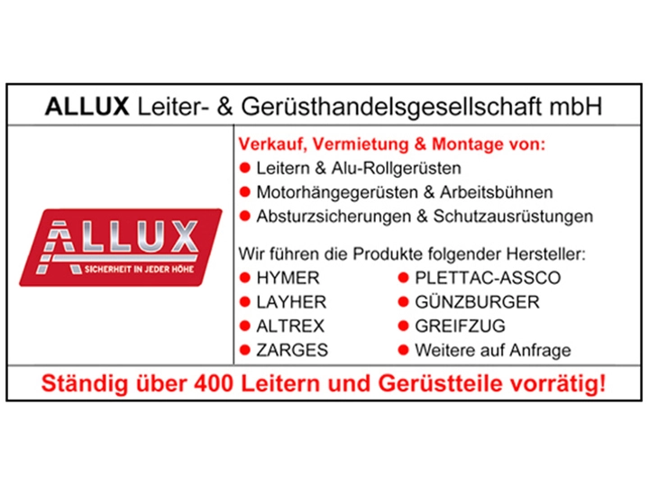 Galerie-Bild 1: Allux -Sicherheit in jeder Höhe- in Hamburg von ALLUX Leiter- & Gerüsthandelsgesellschaft mbh 