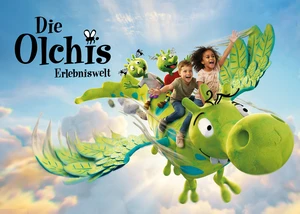 Kinder fliegen auf einem gezeichneten Drachen