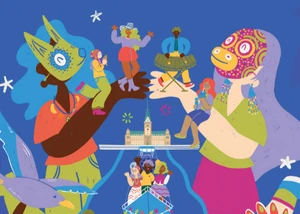 Lateinamerika Festival Plakat zum Lateinamerika Festival mit illustrierten Menschen unterschiedlicher Hautfarbe