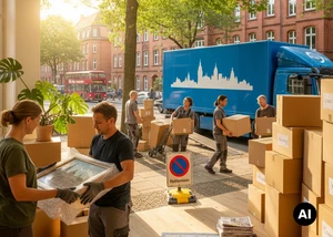 Umzug in Hamburg (mithilfe von KI generiert)