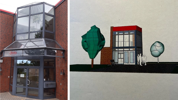Galerie-Bild 1: Alte Fassade und Planungsentwurf für neue Fassade