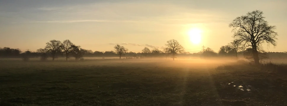 Sonnenaufgang über den Wiesen in Sülldorf