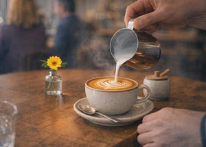 Kaffee mit dekorativem Milchschaum
