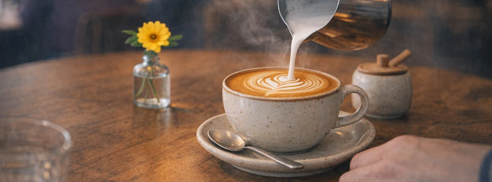 Kaffee mit dekorativem Milchschaum