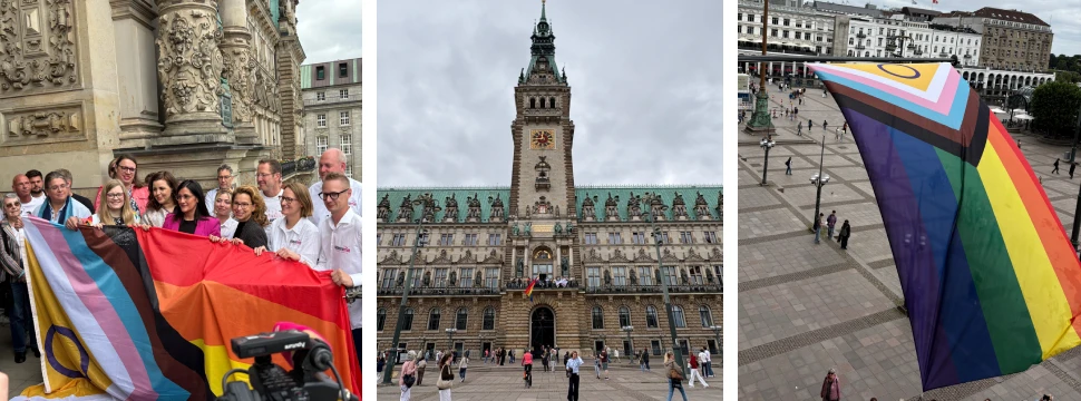 Inter Inclusive Pride Flag am Hamburger Rathaus