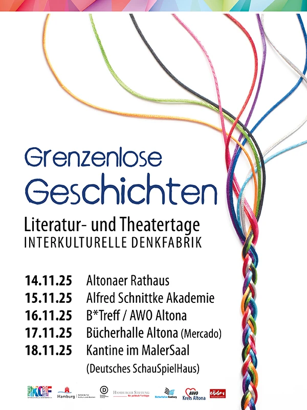 Plakat - Interkulturelle Denkfabrik Literatur- und Theatertage 2025 - Grenzenlose Geschichten