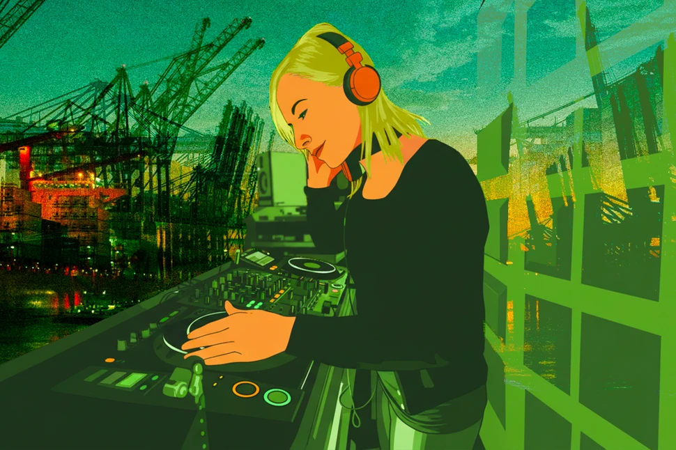 DJane im Hafen