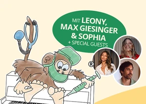 Plakat zu den Kinderklinikkonzerte mit Leony, Max Giesinger und Sophia