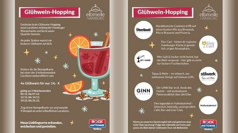 Flyer zum Thema Glühwein Hopping an der Elbmeile