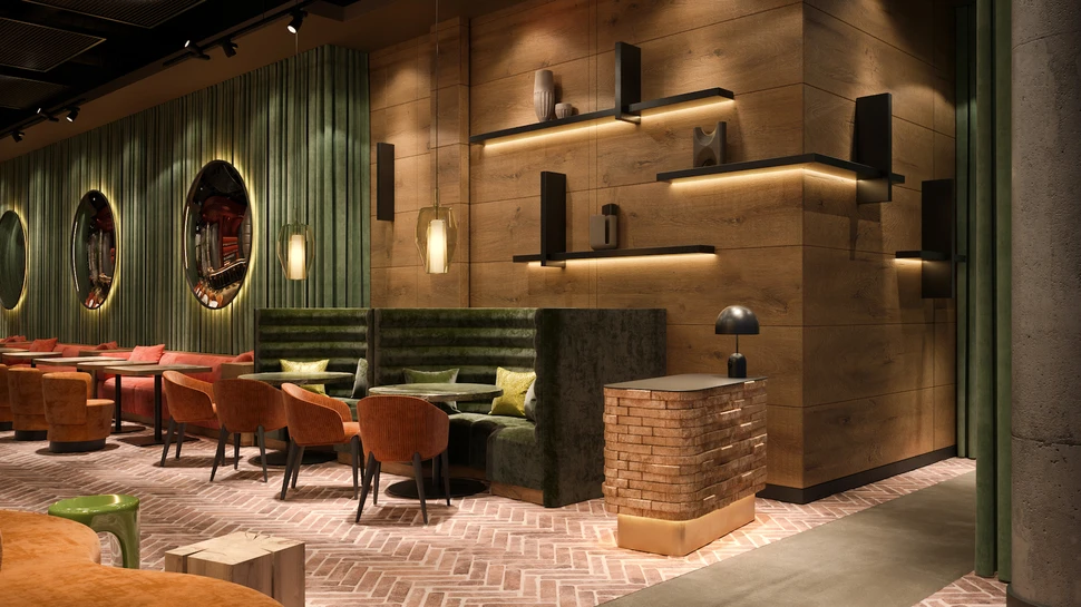 Innenansicht vom neuen Restaurant von Thomas Bühner im Westfield-Überseequartier