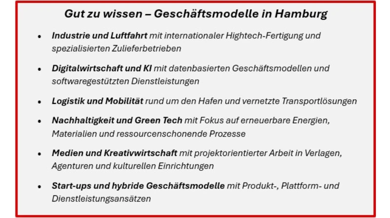 Grafik zu den Geschäftsmodelle in Hamburg