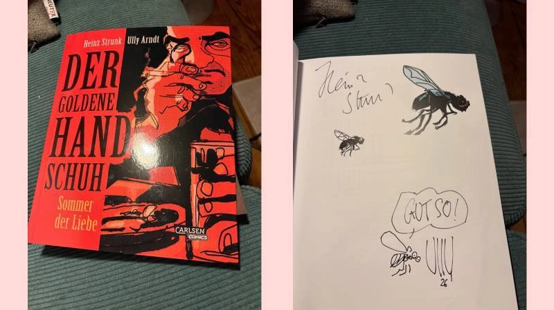 Cover von Der goldene Handschuh und Signaturen von Ully Arndt und Heinz Strunk