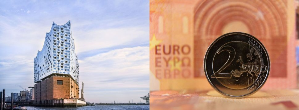 2-Euro-Münze mit Elbphilharmonie-Prägung, Foto Elbphilharmonie: © Thies Rätzke